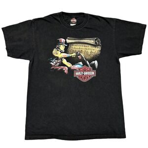 Harley Davidson Shirt Mens Large Black USA Patriotic Biker Daytona Beach Tee L